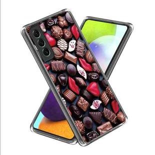 For Samsung Galaxy S23+ 5G Colored Drawing Clear TPU Phone Protective Case(Chocolate Beans)