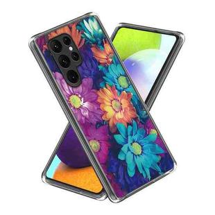 For Samsung Galaxy S23 Ultra 5G Colored Drawing Clear TPU Phone Protective Case(Color Flower)