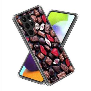 For Samsung Galaxy S23 Ultra 5G Colored Drawing Clear TPU Phone Protective Case(Chocolate Beans)