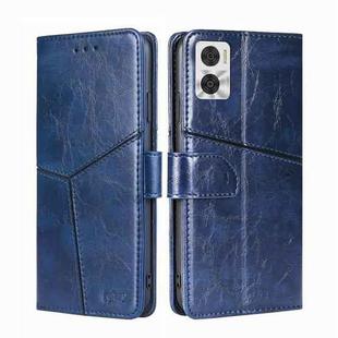 For Motorola Moto E22/E22i Geometric Stitching Horizontal Flip Leather Phone Case(Blue)