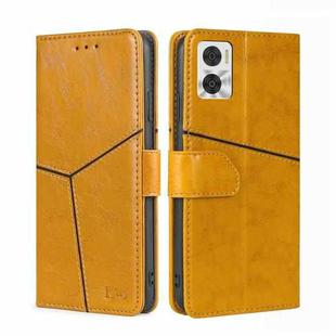 For Motorola Moto E22/E22i Geometric Stitching Horizontal Flip Leather Phone Case(Yellow)