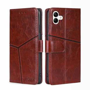 For Samsung Galaxy A04 Geometric Stitching Horizontal Flip Leather Phone Case(Dark Brown)