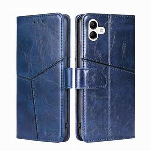 For Samsung Galaxy A04 Geometric Stitching Horizontal Flip Leather Phone Case(Blue)