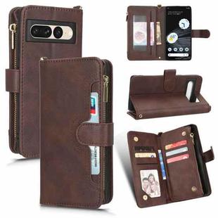 For Google Pixel 7 Pro 5G Litchi Texture Zipper Leather Phone Case(Brown)