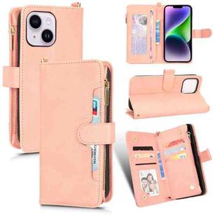 For iPhone 14 Plus Litchi Texture Zipper Leather Phone Case(Pink)