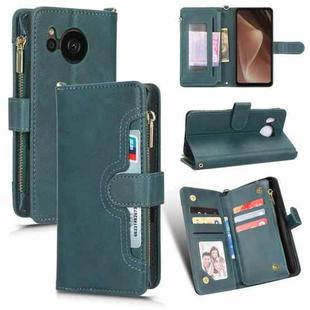 For Sharp Aquos Sense7 Plus Litchi Texture Zipper Leather Phone Case(Green)