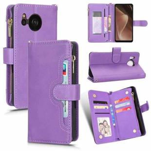 For Sharp Aquos Sense7 Plus Litchi Texture Zipper Leather Phone Case(Purple)