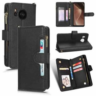 For Sharp Aquos Sense7 Litchi Texture Zipper Leather Phone Case(Black)