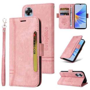 For OPPO A17 BETOPNICE Dual-side Buckle Leather Phone Case(Pink)