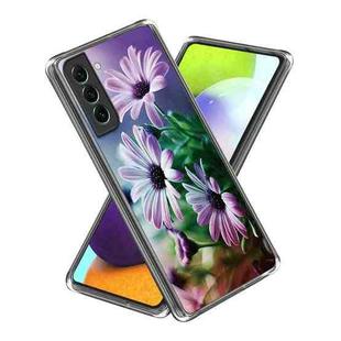 For Samsung Galaxy S23 5G Colored Drawing Clear TPU Phone Protective Case(Purple Daisy)
