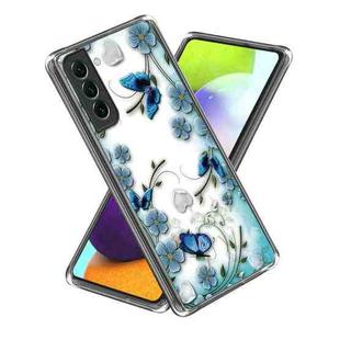 For Samsung Galaxy S23+ 5G Colored Drawing Clear TPU Phone Protective Case(Blue Butterfly)