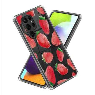 For Samsung Galaxy S23 Ultra 5G Colored Drawing Clear TPU Phone Protective Case(Strawberry)