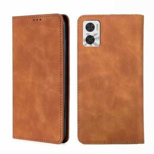 For Motorola Moto E22/E22i Skin Feel Magnetic Horizontal Flip Leather Phone Case(Light Brown)