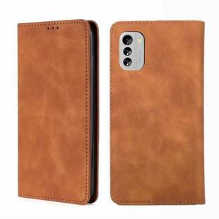 For Nokia G60 5G Skin Feel Magnetic Horizontal Flip Leather Phone Case(Light Brown)