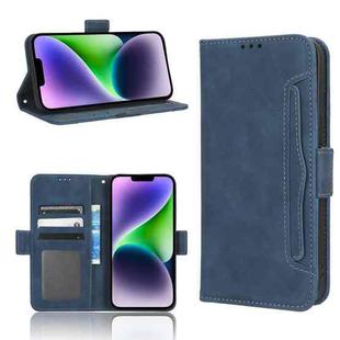 For iPhone 14 Plus Skin Feel Calf Texture Card Slots Leather Phone Case(Blue)