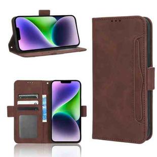 For iPhone 14 Plus Skin Feel Calf Texture Card Slots Leather Phone Case(Brown)