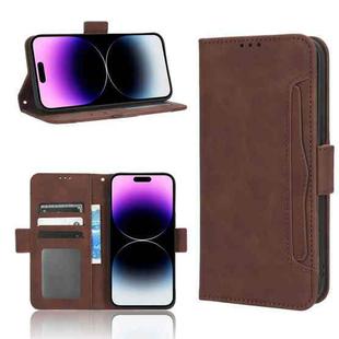 For iPhone 14 Pro Max Skin Feel Calf Texture Card Slots Leather Phone Case(Brown)