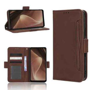 For Sharp Aquos Sense7 Skin Feel Calf Texture Card Slots Leather Phone Case(Brown)