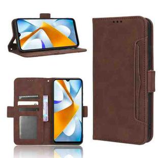 For Xiaomi Poco C40 Skin Feel Calf Texture Card Slots Leather Phone Case(Brown)