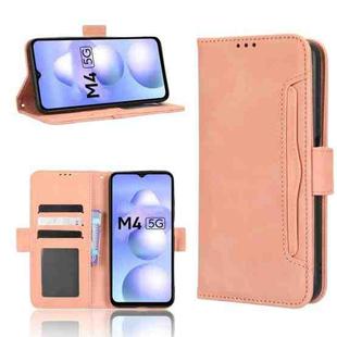 For Xiaomi Poco M4 5G Skin Feel Calf Texture Card Slots Leather Phone Case(Pink)