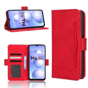 For Xiaomi Poco M4 5G Skin Feel Calf Texture Card Slots Leather Phone Case(Red)
