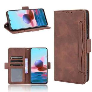 For Xiaomi Poco M5S / Redmi Note 10 4G / 10S Skin Feel Calf Texture Card Slots Leather Phone Case(Brown)