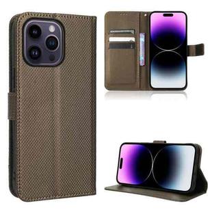 For iPhone 14 Pro Max Diamond Texture Leather Phone Case(Brown)