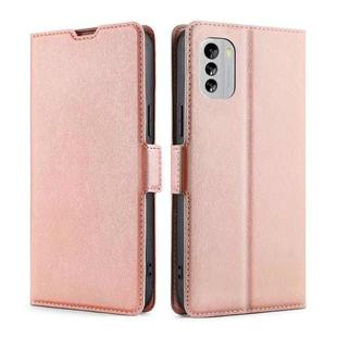 For Nokia G60 5G Ultra-thin Voltage Side Buckle Horizontal Flip Leather Phone Case(Rose Gold)