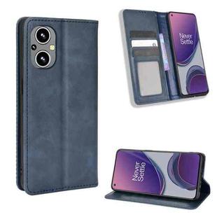 Magnetic Buckle Retro Texture Leather Phone Case For OPPO Reno8 Lite 5G / Reno8 Z / Reno7 Z / A96 5G / OnePlus Nord N20 5G(Blue)