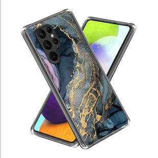 For Samsung Galaxy S23 Ultra 5G Colored Drawing Clear TPU Phone Protective Case(Dark Blue Marble)