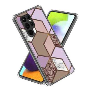 For Samsung Galaxy S23 Ultra 5G Colored Drawing Clear TPU Phone Protective Case(Purple Marble)