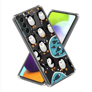 For Samsung Galaxy S23 5G Colored Drawing Clear TPU Phone Protective Case(Dancing Penguin)