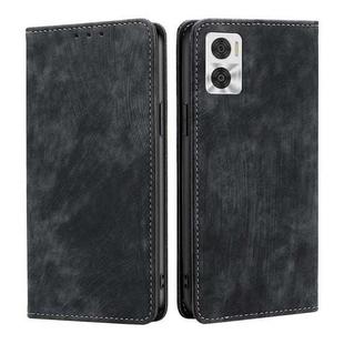 For Motorola Moto E22/E22i RFID Anti-theft Brush Magnetic Leather Phone Case(Black)