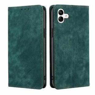 For Samsung Galaxy A04 RFID Anti-theft Brush Magnetic Leather Phone Case(Green)