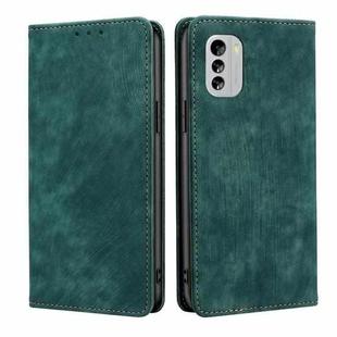 For Nokia G60 5G RFID Anti-theft Brush Magnetic Leather Phone Case(Green)