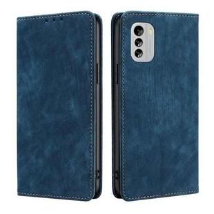 For Nokia G60 5G RFID Anti-theft Brush Magnetic Leather Phone Case(Blue)