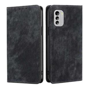 For Nokia G60 5G RFID Anti-theft Brush Magnetic Leather Phone Case(Black)