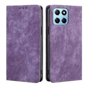 For Honor X8 5G/X6 RFID Anti-theft Brush Magnetic Leather Phone Case(Purple)