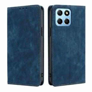 For Honor X8 5G/X6 RFID Anti-theft Brush Magnetic Leather Phone Case(Blue)