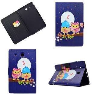 Electric Pressed Left Right Flat Feather Case with Sleep Function Pen Cover & Card Slot & Holder(Couple Owls)