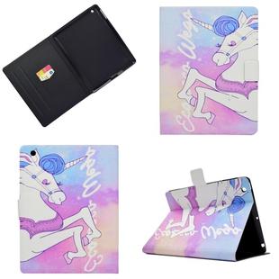 Electric Pressed Left Right Flat Feather Case with Sleep Function Pen Cover & Card Slot & Holder(Pink Horse)