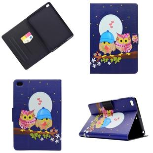 Electric Pressed Left Right Flat Feather Case with Sleep Function Pen Cover & Card Slot & Holder(Couple Owls)