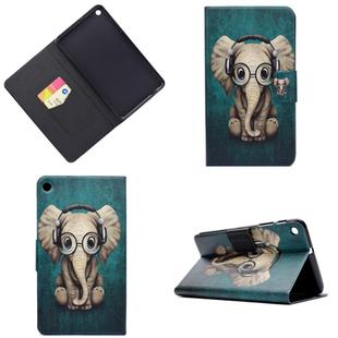 Electric Pressed Left Right Flat Feather Case with Sleep Function Pen Cover & Card Slot & Holder(Elephant)