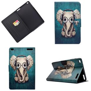 Electric Pressed Left Right Flat Feather Case with Sleep Function Pen Cover & Card Slot & Holder(Elephant)