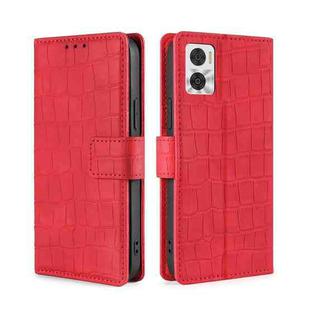 For Motorola Moto E22/E22i Skin Feel Crocodile Magnetic Clasp Leather Phone Case(Red)