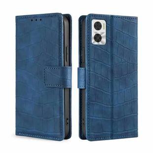 For Motorola Moto E22/E22i Skin Feel Crocodile Magnetic Clasp Leather Phone Case(Blue)