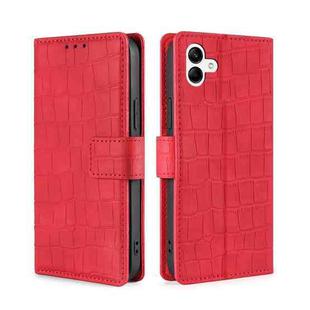 For Samsung Galaxy A04 Skin Feel Crocodile Magnetic Clasp Leather Phone Case(Red)