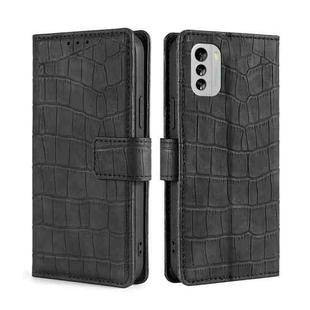 For Nokia G60 5G Skin Feel Crocodile Magnetic Clasp Leather Phone Case(Black)