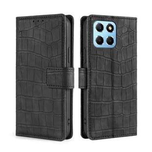 For Honor X8 5G/X6 Skin Feel Crocodile Magnetic Clasp Leather Phone Case(Black)
