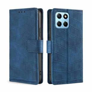 For Honor X8 5G/X6 Skin Feel Crocodile Magnetic Clasp Leather Phone Case(Blue)